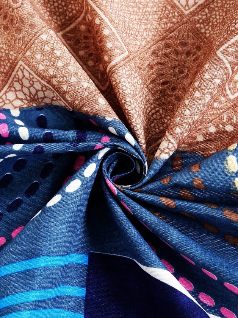 Fashion String 144TC Microfibre Blue Orbit Geometric Blue Double Bedsheet with 2 Pillow Covers - Image 5