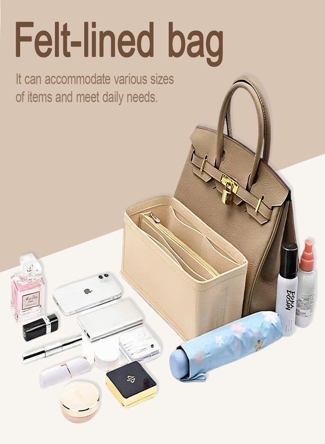 Lckaey Purse Organizer for Hermes birkin bag 30 Felt organizer insert Y013M Pull beige-M - Image 5