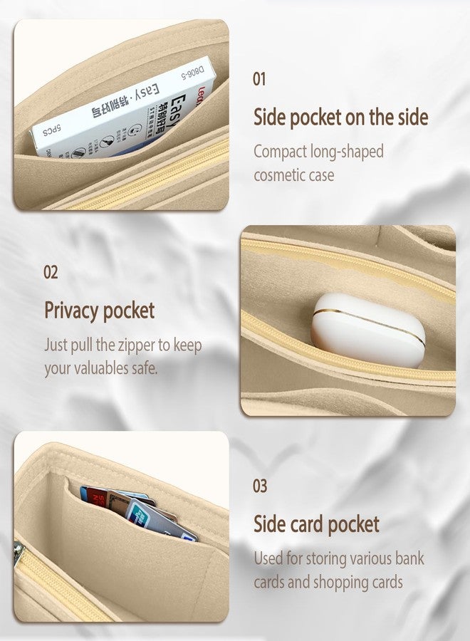 Lckaey Purse Organizer for Hermes birkin bag 30 Felt organizer insert Y013M Pull beige-M - Image 2