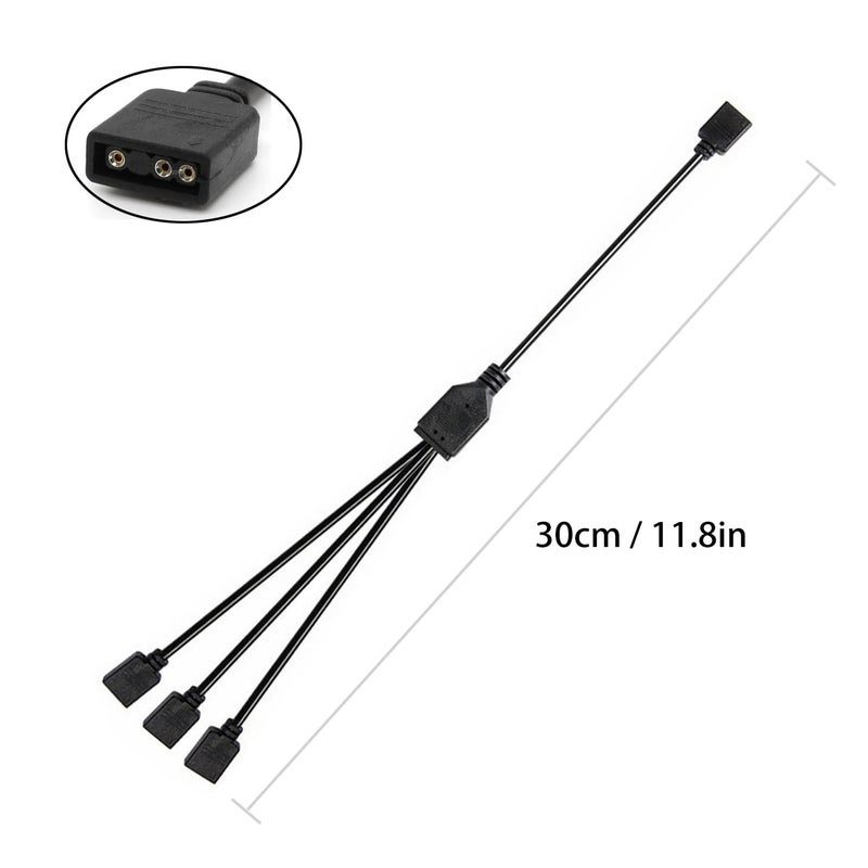 Jstincal 1-to-3 ARGB Splitter Cable, ARGB Cable, 5V 3 Pin Addressable RGB Splitter Extension Cable ARGB LED Sync Cable for Extend PC Computer ARGB Fans Or ARGB LED Series (2 Pack) - Image 3