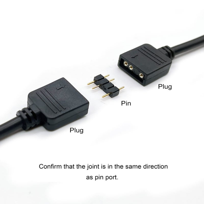Jstincal 1-to-3 ARGB Splitter Cable, ARGB Cable, 5V 3 Pin Addressable RGB Splitter Extension Cable ARGB LED Sync Cable for Extend PC Computer ARGB Fans Or ARGB LED Series (2 Pack) - Image 5
