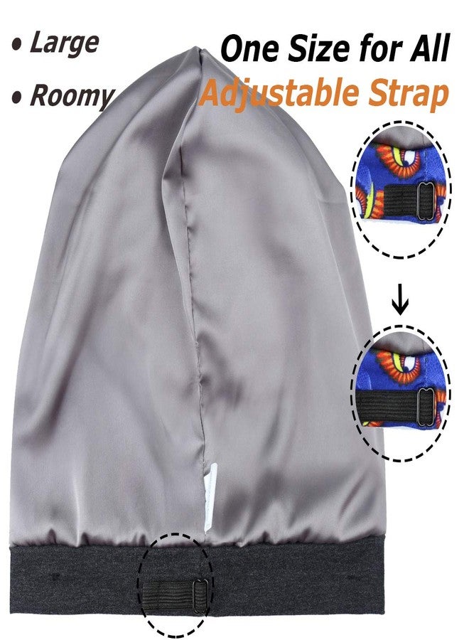 Heerf Satin Bonnet Silk Lined Sleep Cap Hair Cover Frizzy Hair Beanie Adjustable Slouchy Night Cap Dark Gray - Image 5
