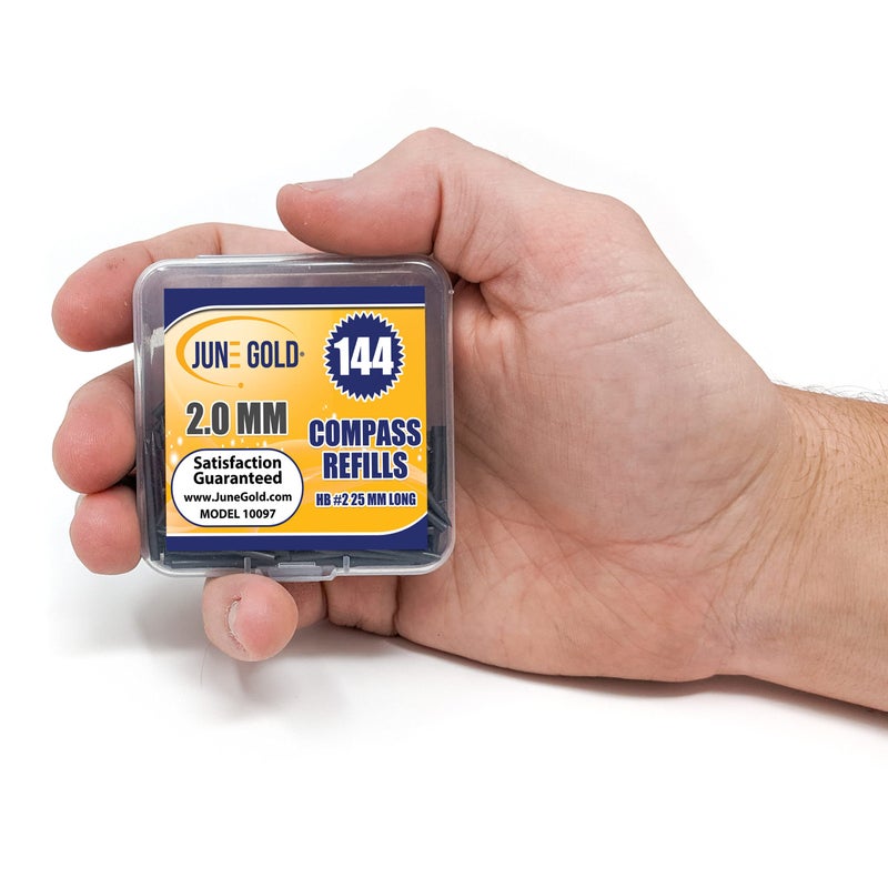 June Gold 144 Compass Refills, 2.0 mm HB #2 Lead Refills, 25 mm Length, Extra Bold Thickness, Break Resistant Lead/Graphite - Image 2