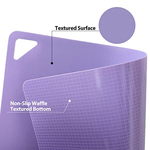 WK Flexible Plastic Cutting Boards for Kitchen, Cutting Board Mats Set of 5, Nonslip Cutting Board for Meat, Thin Cutting Sheets with Hole, Dishwasher Safe, BPA Free, 14.5x11.5" - Image 2