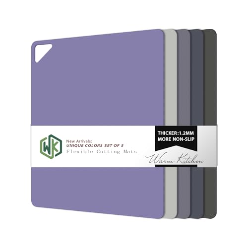 WK Flexible Plastic Cutting Boards for Kitchen, Cutting Board Mats Set of 5, Nonslip Cutting Board for Meat, Thin Cutting Sheets with Hole, Dishwasher Safe, BPA Free, 14.5x11.5" - Image 1