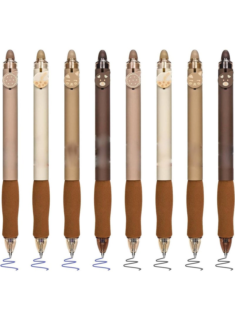8 Pcs Cute Retractable Erasable Gel Pens, Blue and Black Ink Pen with Eraser Clear, Smooth Writing, Comfortable to Use, for Note Taking Marking Planner Crossword Puzzles - Image 1