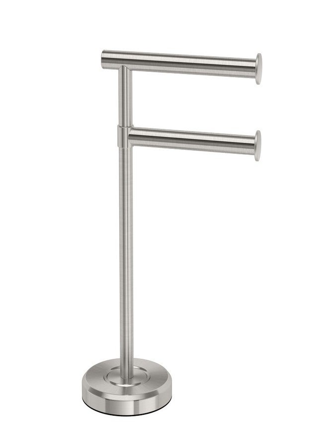 Gatco 1472SN Latitude II Minimalist Bathroom Counter Top 2-Arm Pivot Hand Towel Holder, 12" Height, Satin Nickel - Image 1
