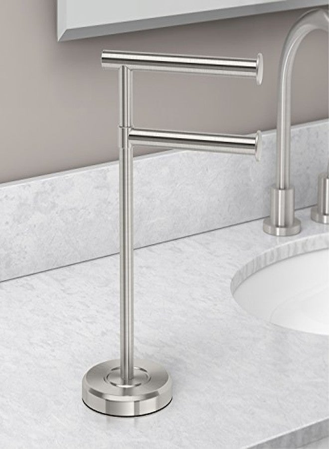 Gatco 1472SN Latitude II Minimalist Bathroom Counter Top 2-Arm Pivot Hand Towel Holder, 12" Height, Satin Nickel - Image 3