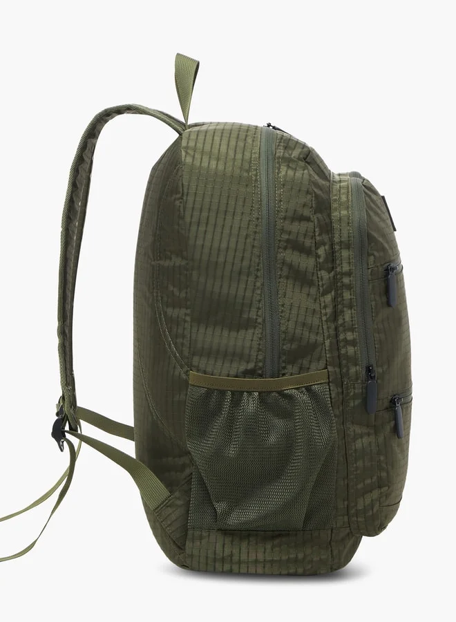 Lee Cooper Checked Backpack with Zip Closure - 46x32x18 cm