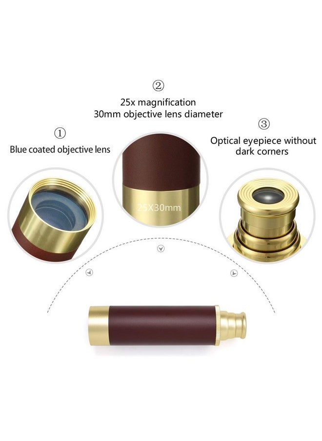 Aubric - Pirate Spyglass Telescope Treasure Map Pocket Compass Kids Toys Set Handheld Collapsible 25X30 Zoomable Monocular Polyester Fabric Huge Map & Golden Compass Boys Gift For Pirate Lovers - Image 1