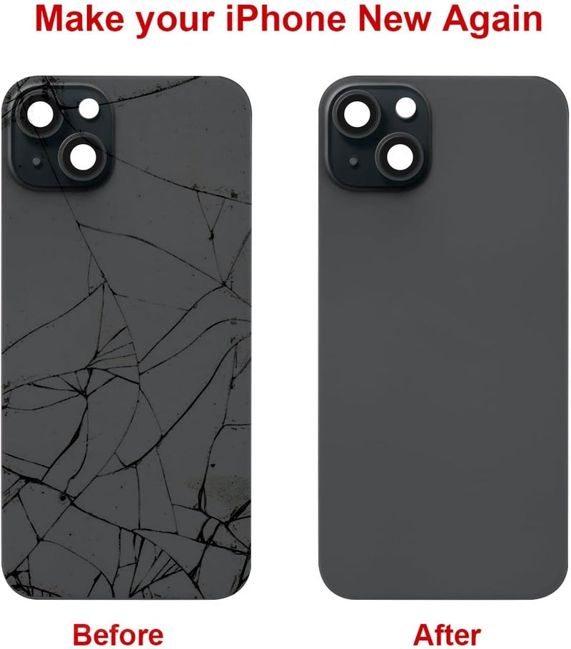 Perzework Rear Back Glass Replacement for iPhone 15 6.1-inches + Pre-Installed Plate and Camera Frame and lens + Reparing Tool Kit (Black) - Image 5