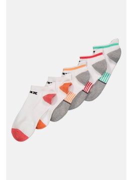 RBX Women 5 Pairs Brand Logo Low Socks, White  - Image 2