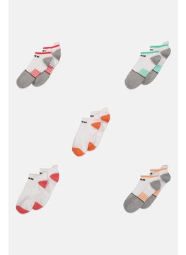 RBX Women 5 Pairs Brand Logo Low Socks, White  - Image 1