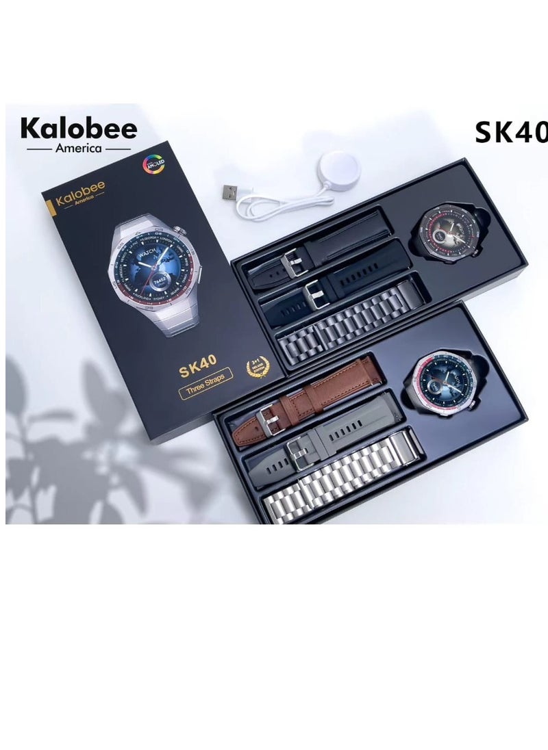 Kalobee SK 40 Smart Watch AMOLED Screen with 3 Straps and Wireless Charging Multicolour  - Image 2