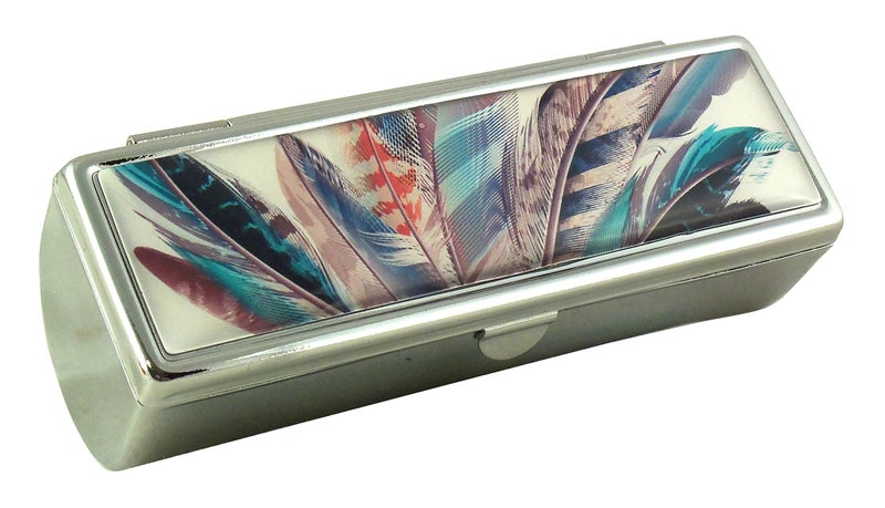 Houder Designer Lipstick Case with Mirror for Purse - Decorative Lipstick Holder with Gift Box - Velvet Lined - Protect Your Lipsticks in Style (Feathers) - Image 2