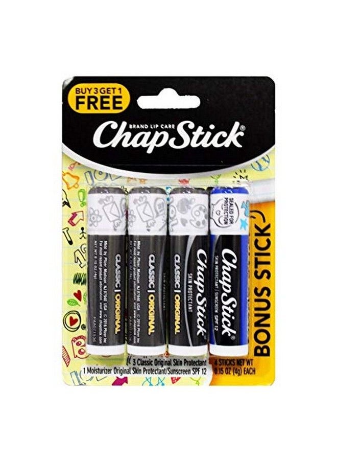 chapstick Bonus Pack 3 Classic Original Skin Protectant + 1 Moisturizer Original Skin Protectant/Sunscreen Spf 12  - Image 2
