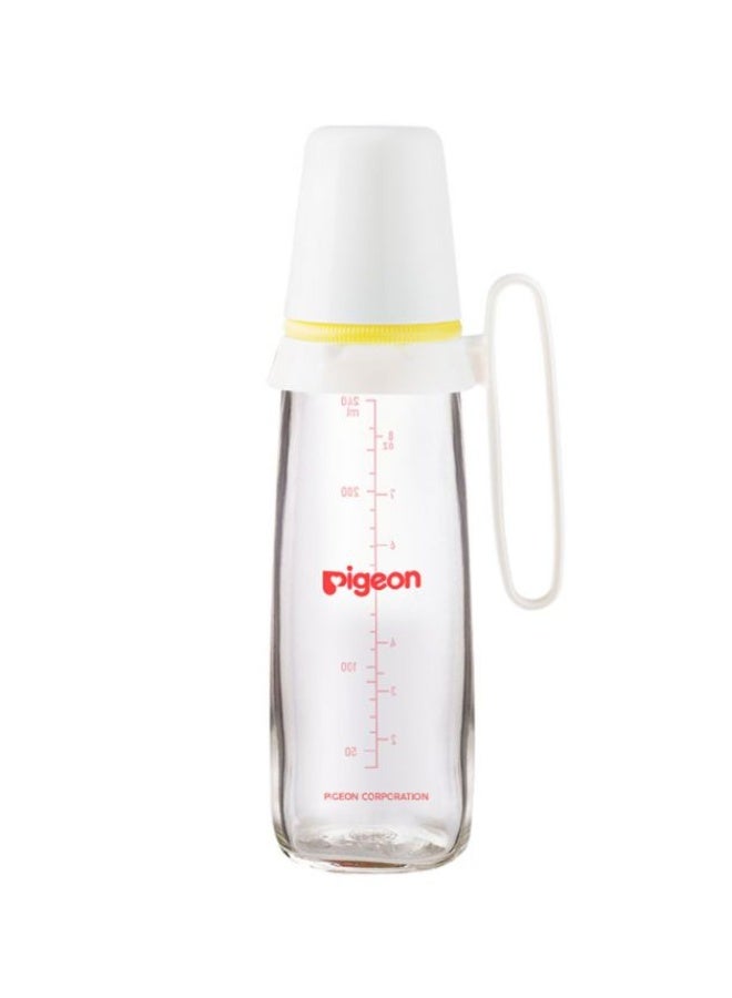 pigeon Slim Neck Glass Bottle White Cap With Handle Ultra-Soft Silicone, Anti-Colic, Bpa & Bps Free, 240ml - Image 1