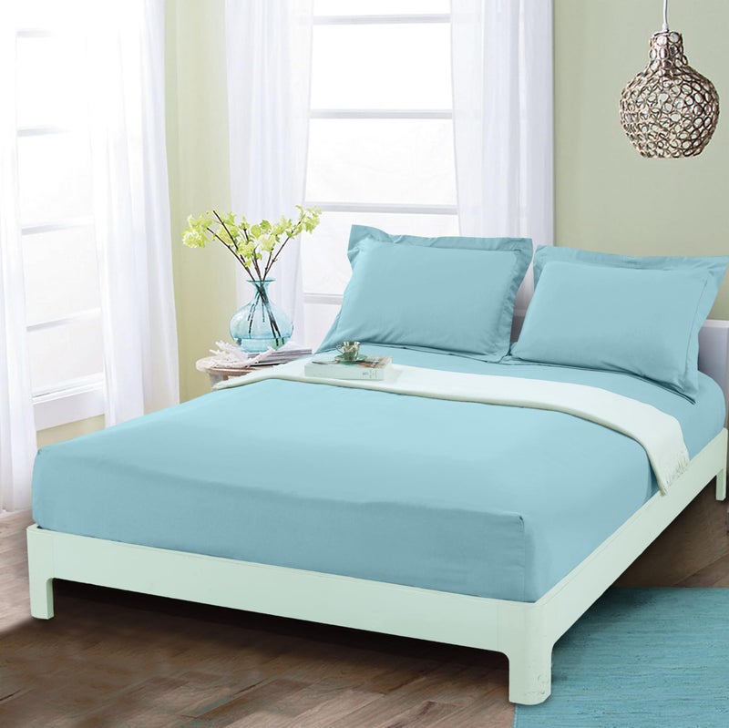 Mocassi California King Fitted Sheet Deep Pocket Cooling Sheets up to 16 inch Hotel Luxury 1800 Premier Softest Sheets Wrinkle Resistant 1 Single Bottom Fitted Sheet Cali King Aqua