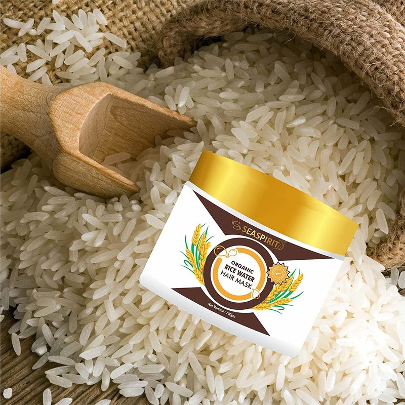 SEASPIRIT Organic Rice Water Hair Mask For Dry Frizzy Hair Strength Growth Formula Free from Mineral Oils Sulphates Paraben For All Hair Types100 gm - Image 3