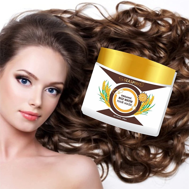 SEASPIRIT Organic Rice Water Hair Mask For Dry Frizzy Hair Strength Growth Formula Free from Mineral Oils Sulphates Paraben For All Hair Types100 gm - Image 2