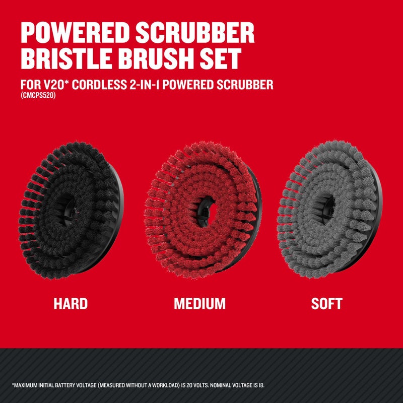 CRAFTSMAN Power Scrubber Bristle Brush Set for V20 Cordless 2-in-1 Power Scrubber (CMCPSMHB) - Image 2