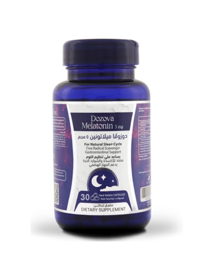 Dozova Dozova Melatonin Vitamin, Helps You Sleep Faster, Stay Sleepy Longer, Antioxidant and Free Radicals, Supports Digestive System, 5mg, 30 Capsules. 