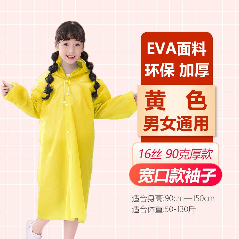 Eva Kidsren'S Raincoat, Transparent And Thickeneded, Long Style For Boys And Girls, Full-Body Travel Non-Disposable Student Poncho With Hood - Image 1