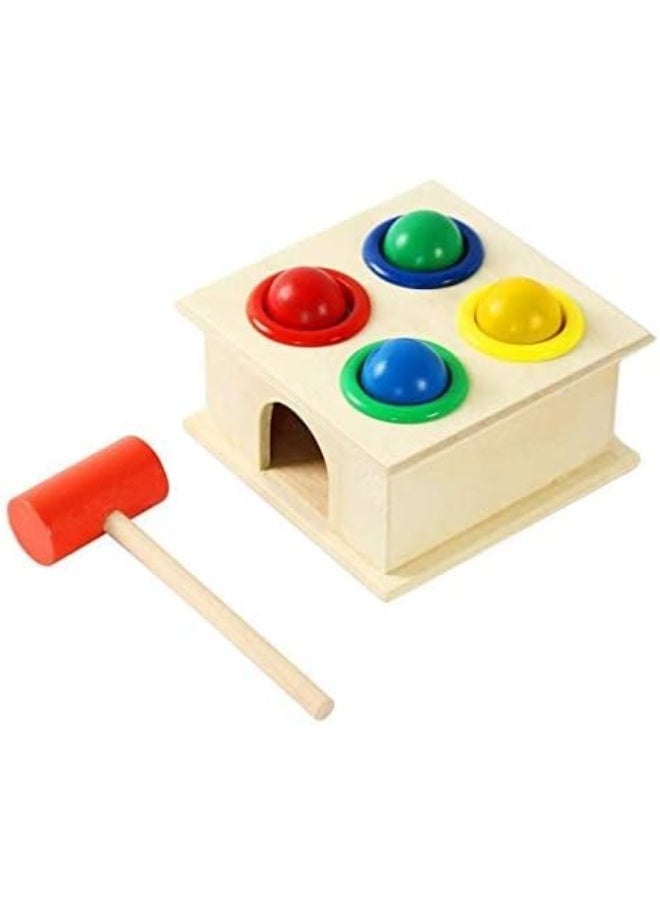 كيس لعبة تعليمية صغيرة على شكل صندوق مطرقة للأطفال الصغار - لعبة مونتيسوري تعليمية لتنمية المهارات الحركية الدقيقة والتعرف على الألوان وتنسيق حركة اليد والعين - لعبة تنموية ممتعة للأطفال من عمر سنتين فما فوق - Image 3