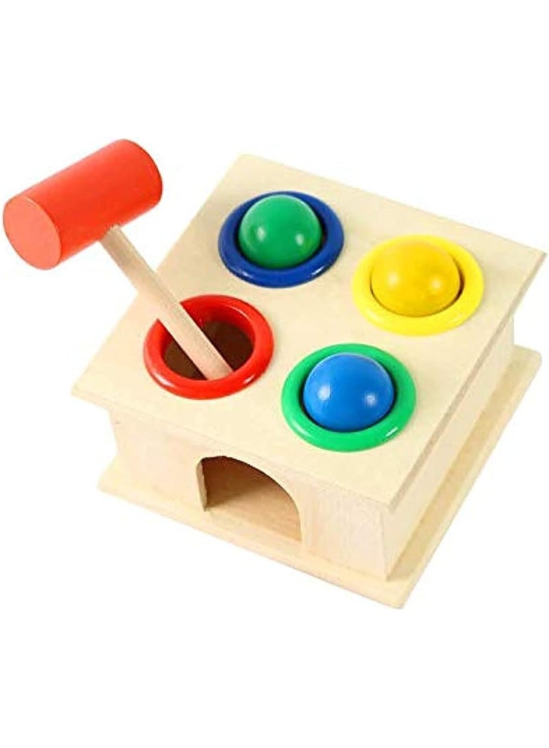 كيس لعبة تعليمية صغيرة على شكل صندوق مطرقة للأطفال الصغار - لعبة مونتيسوري تعليمية لتنمية المهارات الحركية الدقيقة والتعرف على الألوان وتنسيق حركة اليد والعين - لعبة تنموية ممتعة للأطفال من عمر سنتين فما فوق - Image 1
