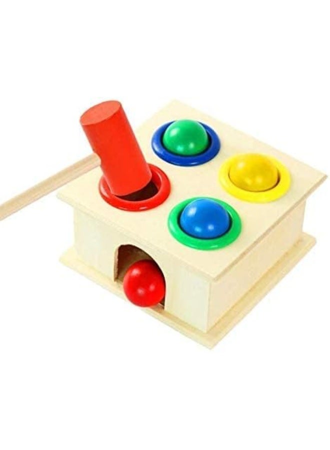 كيس لعبة تعليمية صغيرة على شكل صندوق مطرقة للأطفال الصغار - لعبة مونتيسوري تعليمية لتنمية المهارات الحركية الدقيقة والتعرف على الألوان وتنسيق حركة اليد والعين - لعبة تنموية ممتعة للأطفال من عمر سنتين فما فوق - Image 4