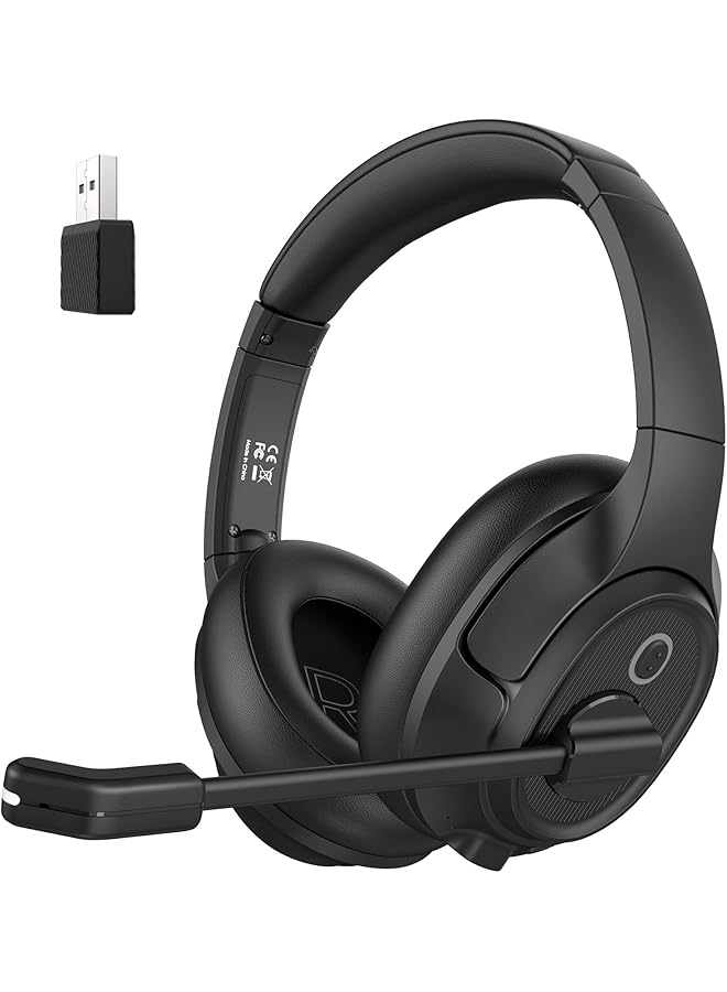 EKSA H6 Wireless Headset With Microphone & Usb Dongle [Up To 55 Hours & 10 Metre Range] Bluetooth Pc Headset With Ai Noise Cancelling Mic Over Ear Headphone For Business/Office/Home/Teams/Zoom - Image 1