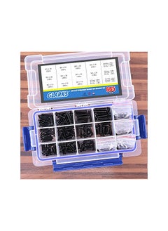 Glarks Glarks 665Pcs Alloy Steel Flat Head Machine Screws Bolts Nuts and Flat Gasket Spring Washers Assortment Set, Fully Threaded, Black Oxide Finish  - Image 5