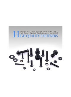 Glarks Glarks 665Pcs Alloy Steel Flat Head Machine Screws Bolts Nuts and Flat Gasket Spring Washers Assortment Set, Fully Threaded, Black Oxide Finish  - Image 4