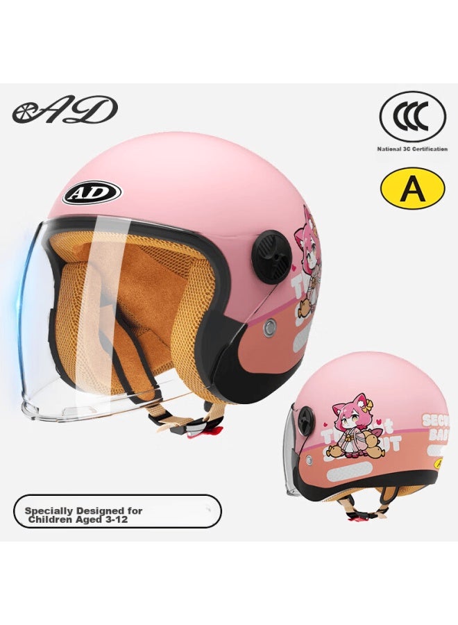 Ad Children's Helmet For Ages 6-12, National 3c Certified Class A Electric Vehicle Half Helmet, Uni All-season Kids' Electric Scooter Motorcycle Safety Helmet, Ear Protection For Ages 3-6, 707 Princess Pink - Image 1