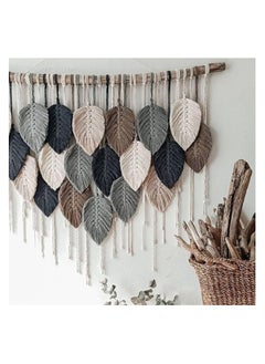 Generic Sxlight Bohemian Wall Decor, Large Macrame Wall Hanging, Chic Bohemian Decor With Leaf Shaped Tassels, Woven Cotton Ornaments, Modern Wall Art For Bedroom, Living Room  - Image 2