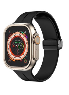 Generic For Apple Watch 49mm Ultra 2 Series 9 D-Shape Magnetic Clasp Silicone Replacement Sport Wristband Band-Black  - Image 2