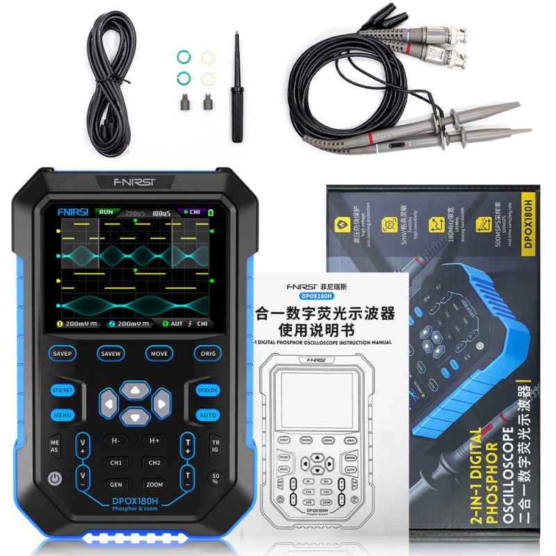 Digital Oscilloscope 2in1 Blue Handheld Dual Channel : Digital Fluorescence Display Technology - 50000wfms/s Waveform Refresh Rate Signal Generator for Electronic Testing & Hobbyists - Image 1