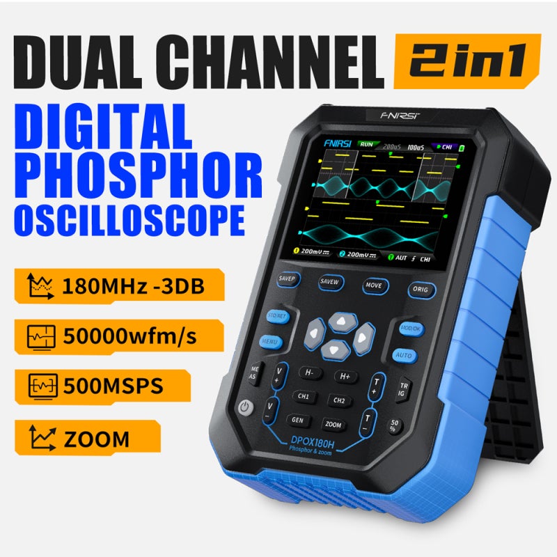 Digital Oscilloscope 2in1 Blue Handheld Dual Channel : Digital Fluorescence Display Technology - 50000wfms/s Waveform Refresh Rate Signal Generator for Electronic Testing & Hobbyists - Image 3