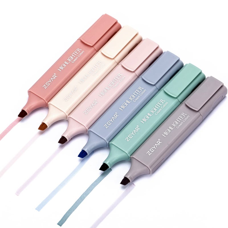 ZEYAR Highlighter Pen, Cream Colors Chisel Tip, Aesthetic Highlighter Marker, Water Based, Quick Dry, No Bleed, for Bible Study Notes School Office (6 Youth Colors) - Image 4