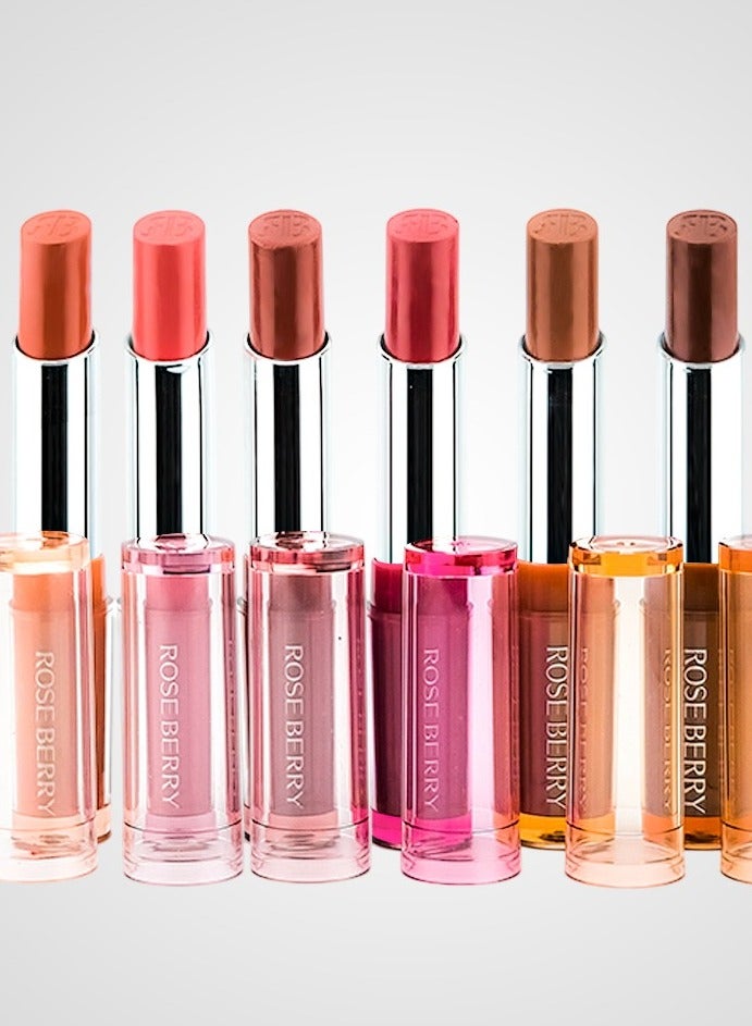 روز بيري أحمر شفاه  جاف لامع ومخملي 6 قطعة