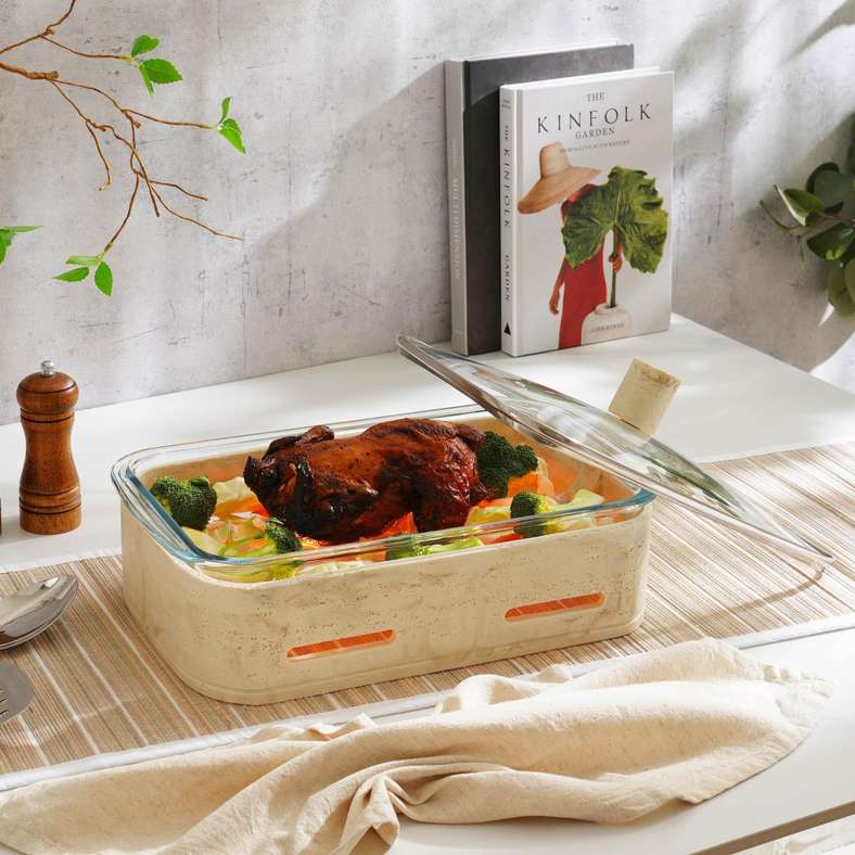 Pan Home سخان طعام مستطيل بيج 2.4 لتر