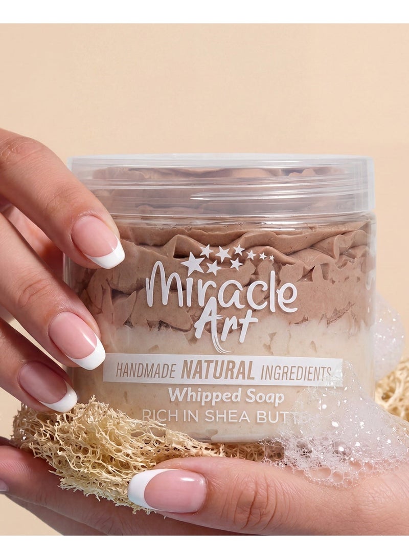 Miracle Art Whipped Soap Vanilla Dream 8.1 oz – Handmade Natural Body Wash & Shaving Cream, Rich in Shea Butter, Vitamin E & Coconut Oil, Warm Vanilla Scent, Made in UAE - Image 4