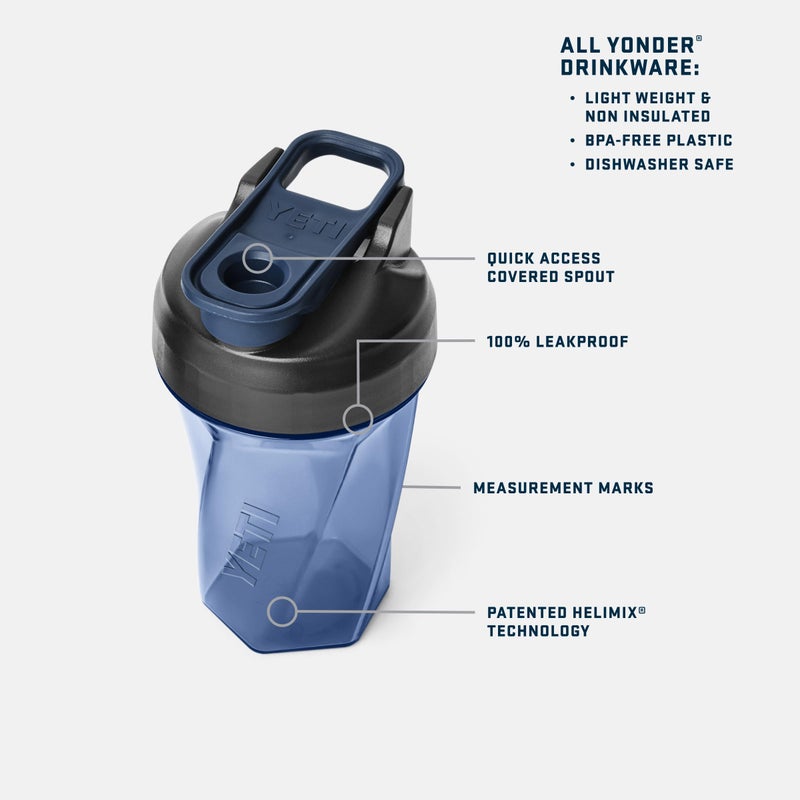 YETI زجاجة خلط يتي يوندير هيلميكس فورتكس سعة 20 أونصة | بدون كرة خلط أو خفاقة | صنع في الولايات المتحدة الأمريكية | كوب خلط بروتين مصل اللبن قبل التمرين محمول | آمن في غسالة الصحون، رمادي غامق - Image 2