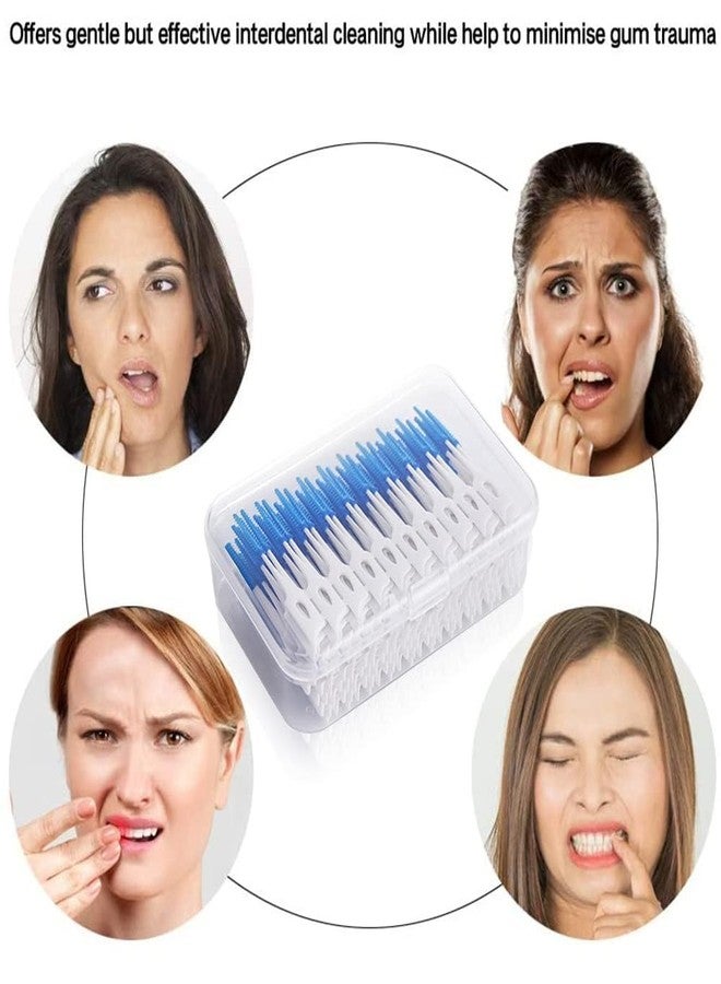 STEFLON Dental Floss Picks | Soft Silicone Interdental Toothbrush for Teeth Cleaning | Gum Care Toothpick Brush | Plaque Remover Oral Hygiene Tool | 40 PCS | Blue - Image 4