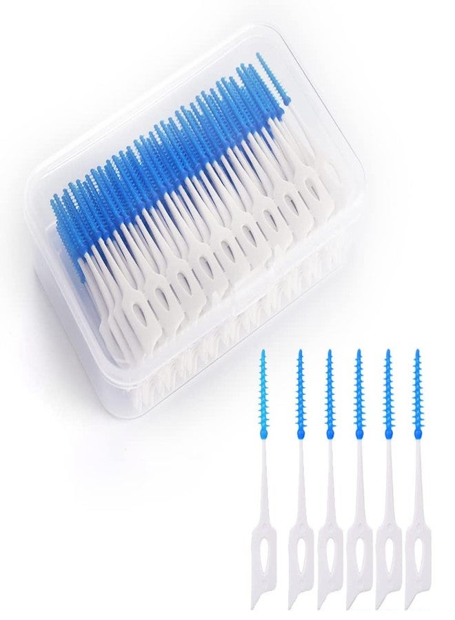 STEFLON Dental Floss Picks | Soft Silicone Interdental Toothbrush for Teeth Cleaning | Gum Care Toothpick Brush | Plaque Remover Oral Hygiene Tool | 40 PCS | Blue - Image 1