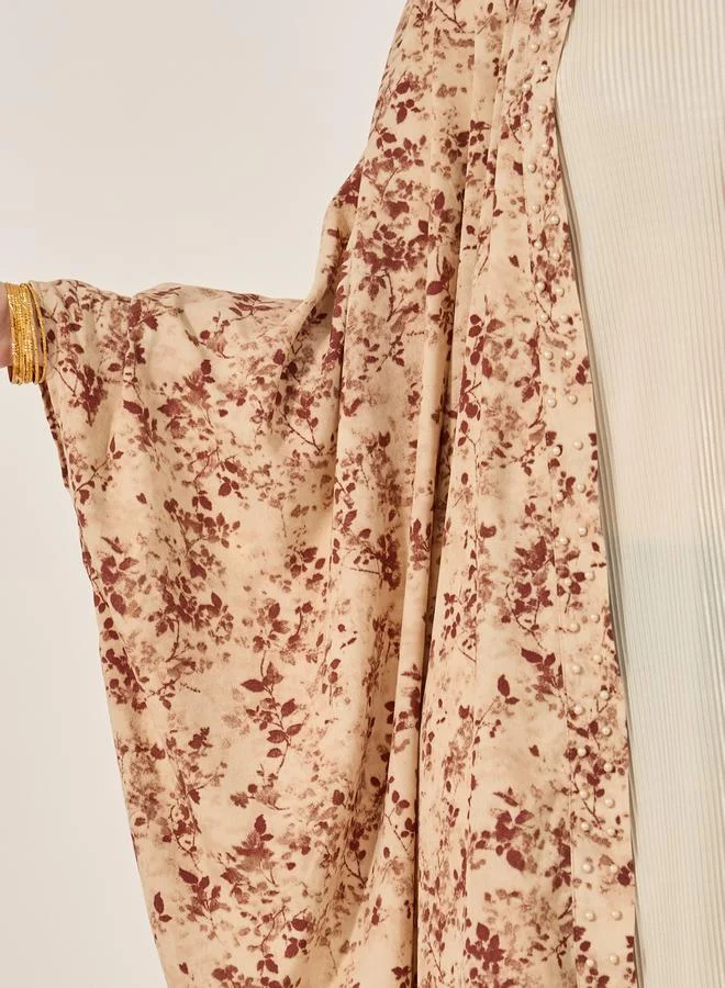 Styli Styli All-Over Floral Print Batwing Sleeve Abaya