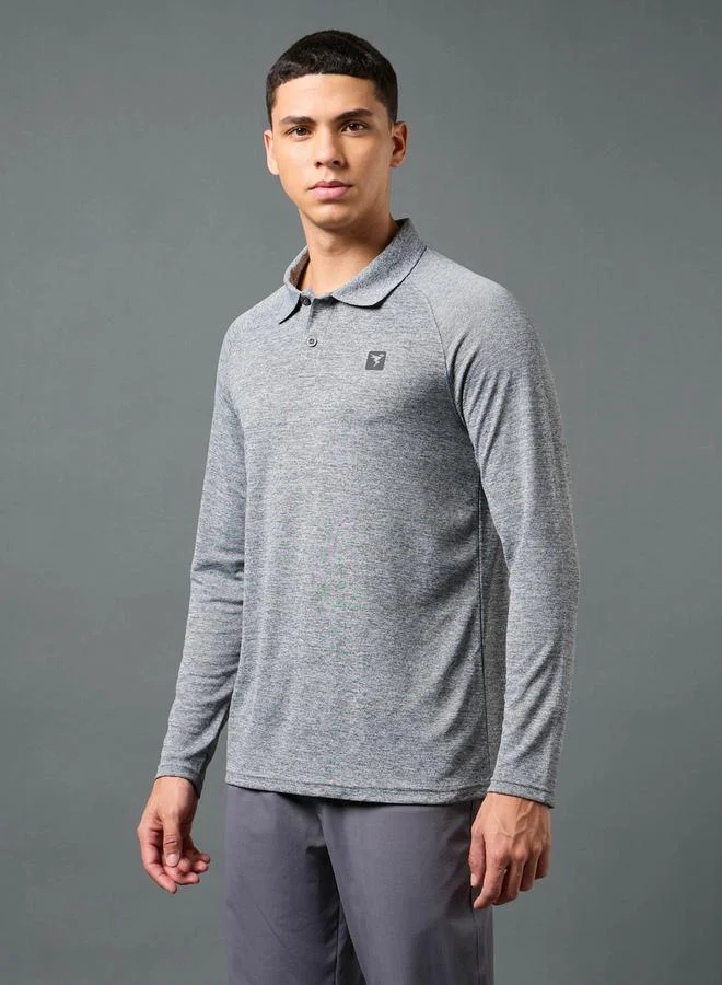 Technosport Solid Long Sleeve Polo T-Shirt by Styli