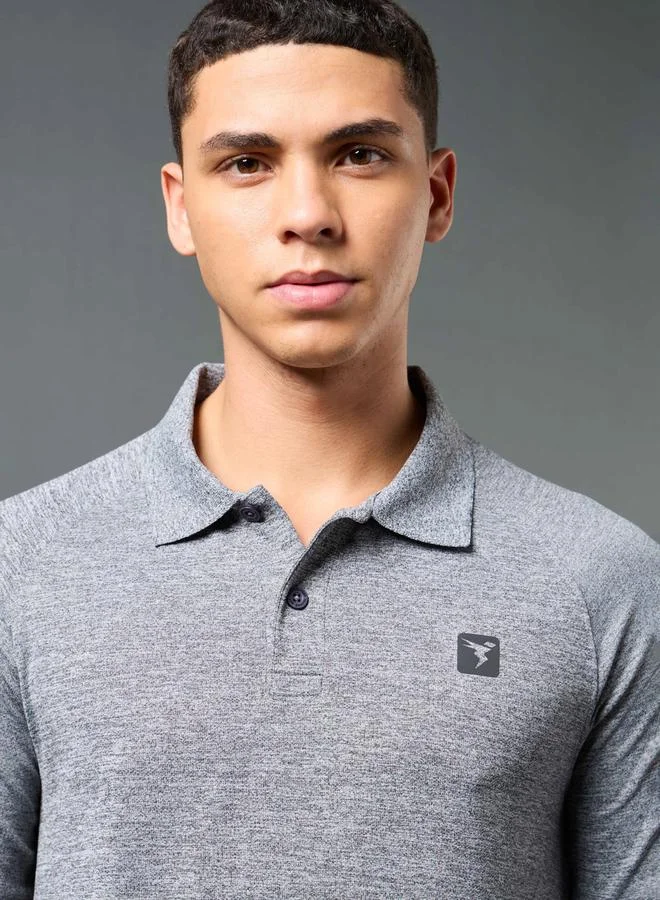 Technosport Solid Long Sleeve Polo T-Shirt by Styli