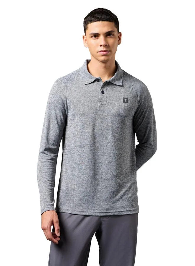 Technosport Solid Long Sleeve Polo T-Shirt by Styli