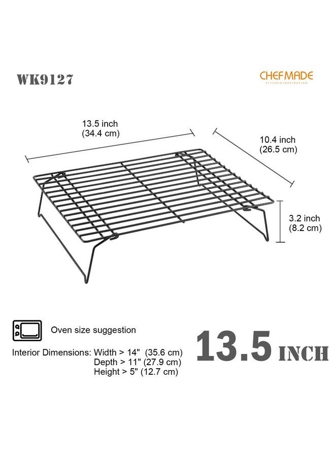 شيف ميد رف الخبز والتبريد 13.5 بوصة غير لاصق قابل للطي والتكديس، رف سلكي مستطيل الشكل للخبز في الفرن (أسود) - Image 3